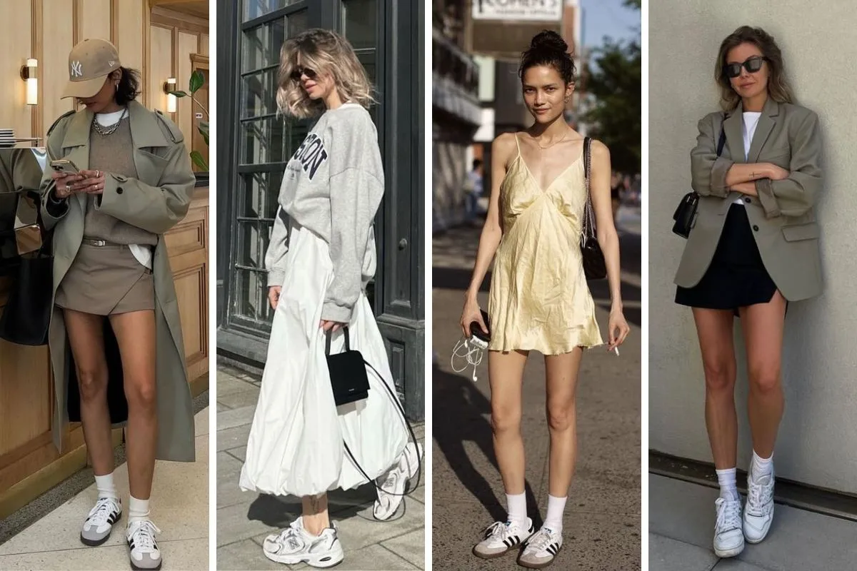 phối váy với giày thể thao thời trang