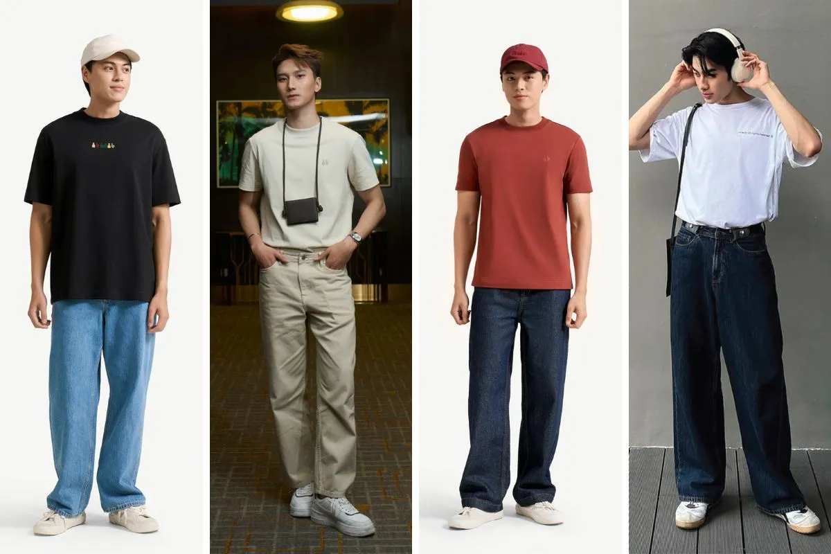 phối đồ cùng áo thun trơn