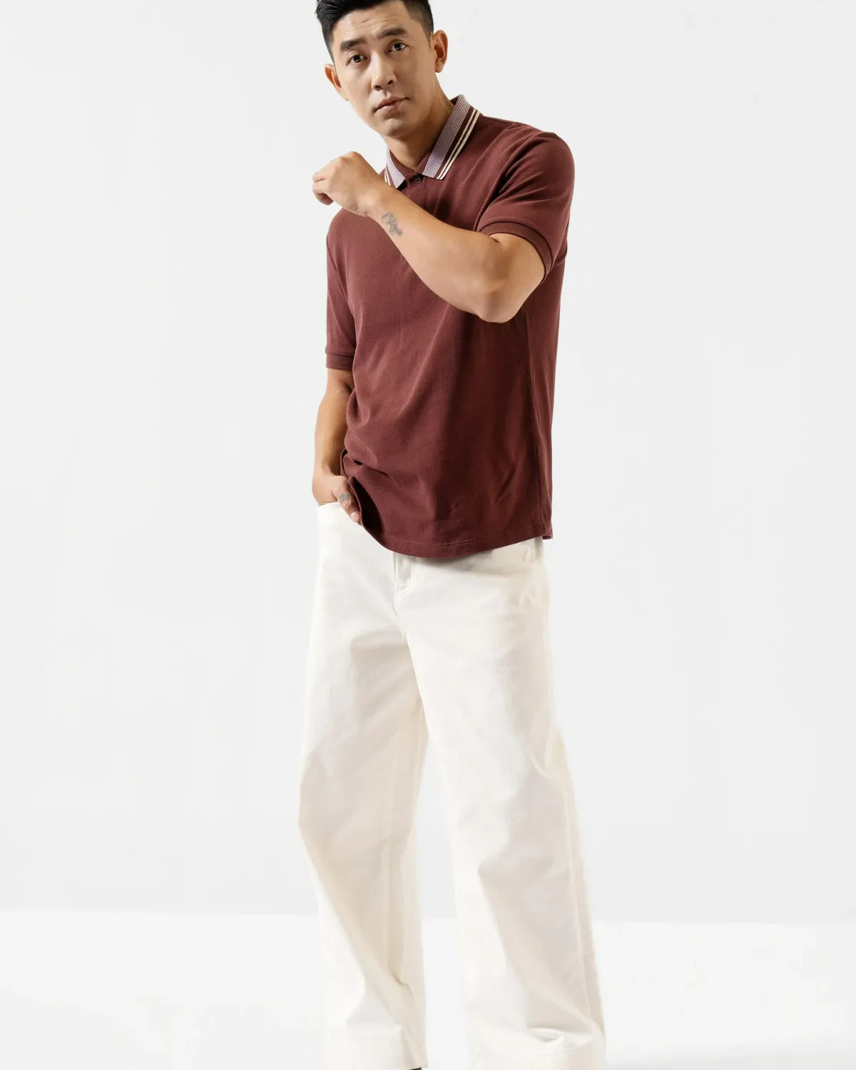 Áo polo nam phối cổ và tay form fitted - 2