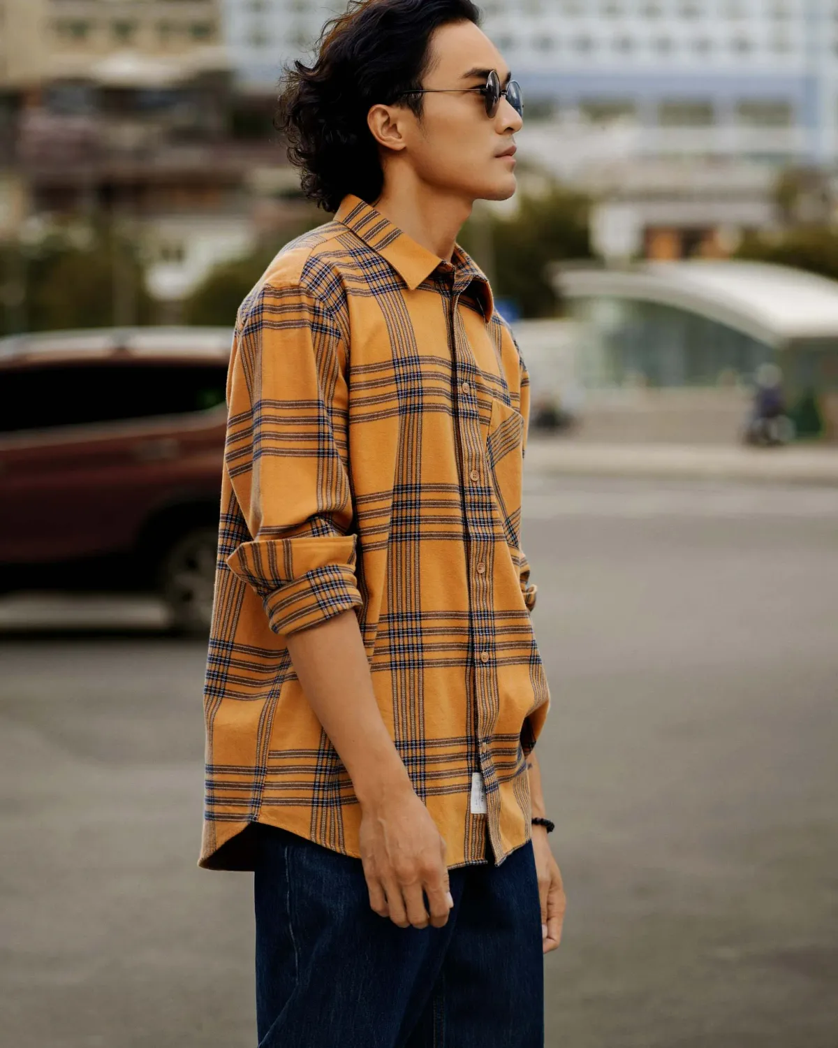 Áo sơ mi nam dài tay flannel túi đắp form regular - 2