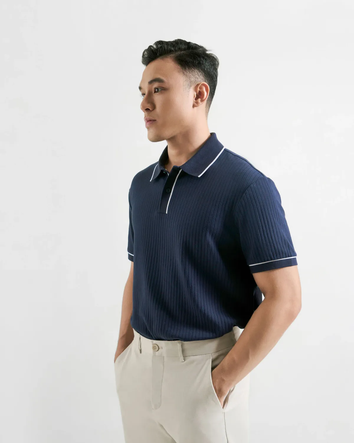 Áo polo nam ngắn tay vải texture form fitted - 1