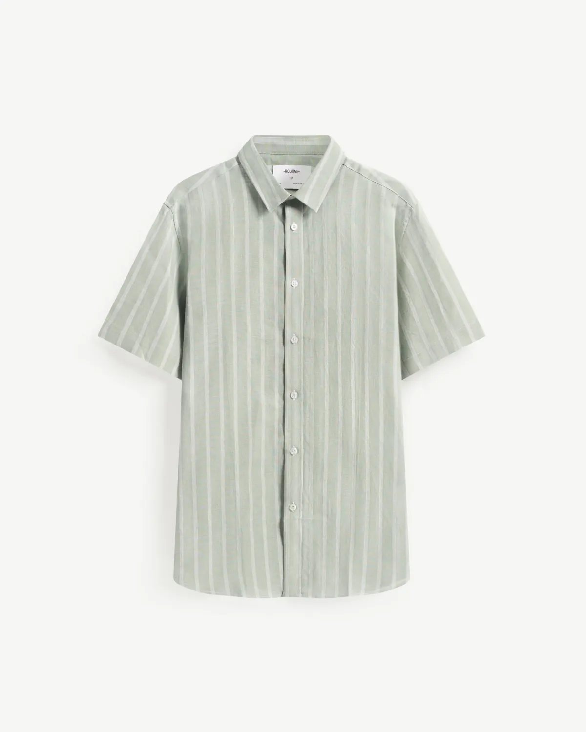 Áo sơ mi nam tay ngắn sọc dọc form fitted - 1