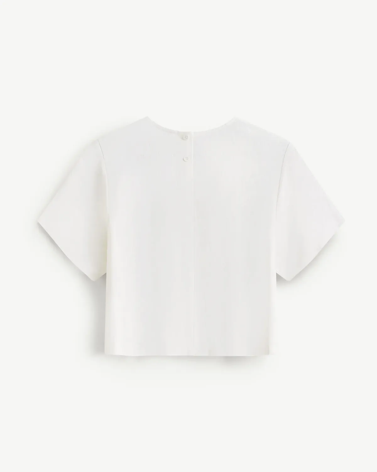 Áo nữ croptop tay ngắn vải linen form regular - 1