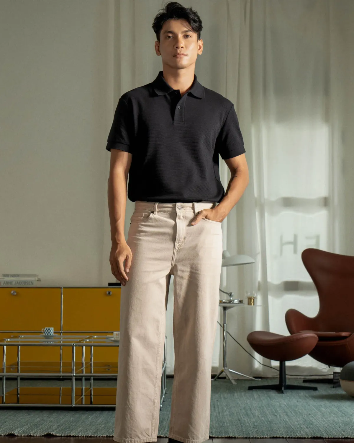 Áo polo nam premium tay ngắn sọc gân form fitted - 2