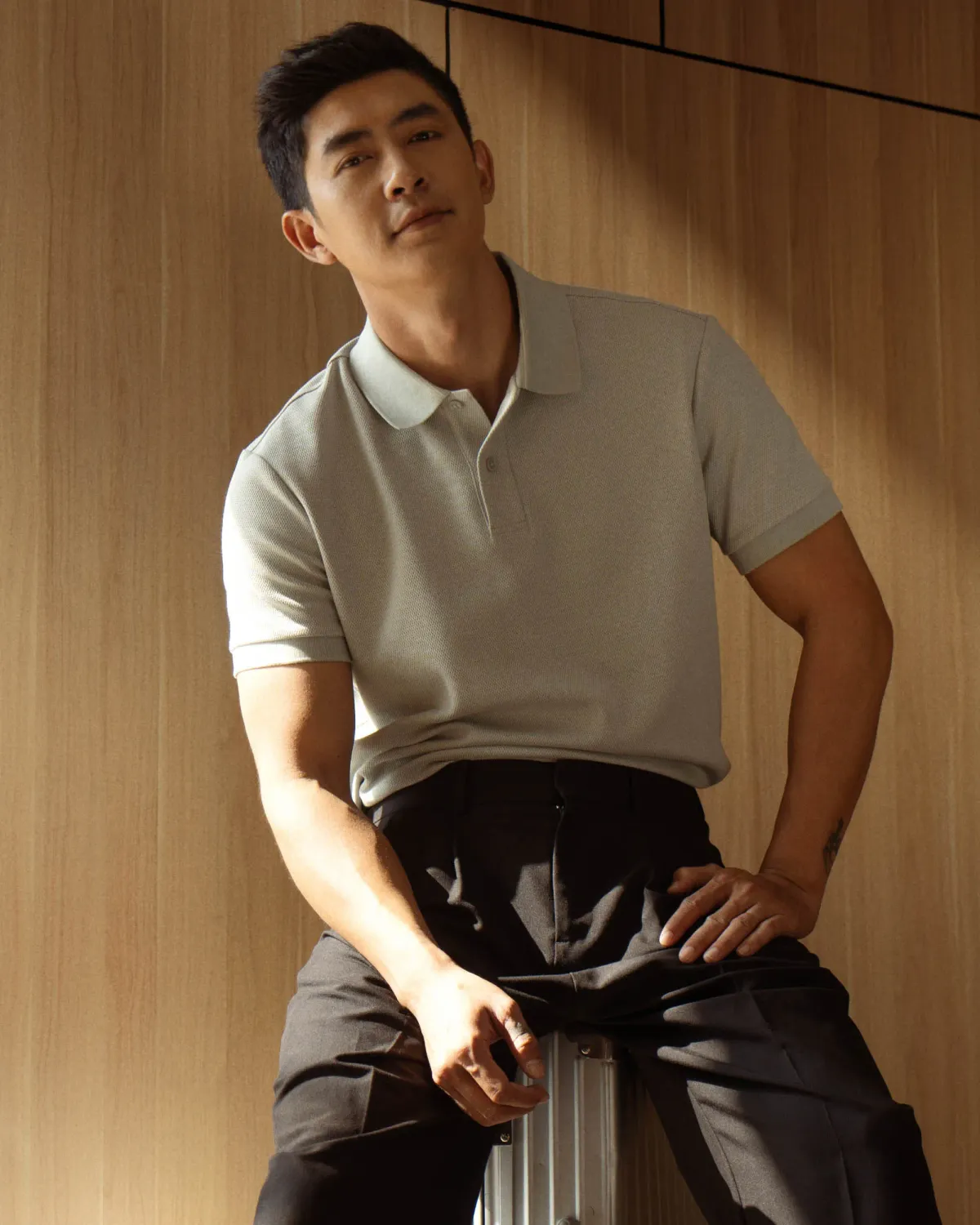 Áo polo nam tay ngắn premium viền cổ form fitted - 1