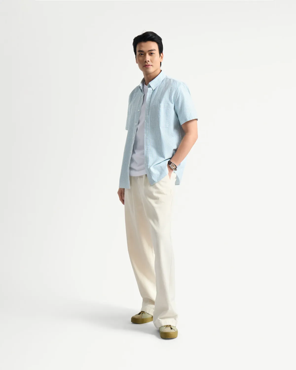 Áo sơ mi tay ngắn nam sọc. Fitted - 2