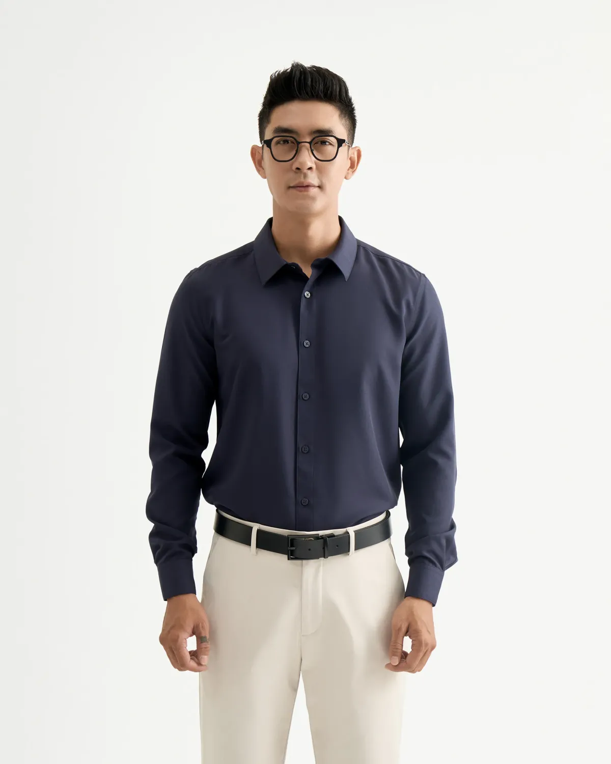 Áo sơ mi nam sợi Cafe tay dài. Fitted - 1
