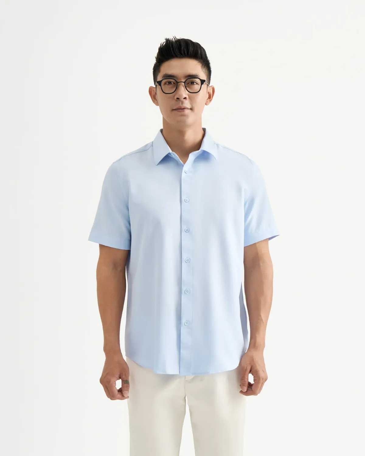Áo sơ mi nam sợi Cafe tay ngắn. Fitted - 1