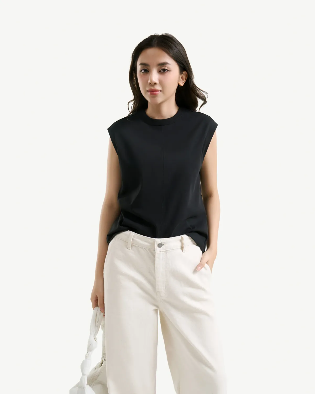 Áo thun nữ tay cộc cotton trơn form regular - 1