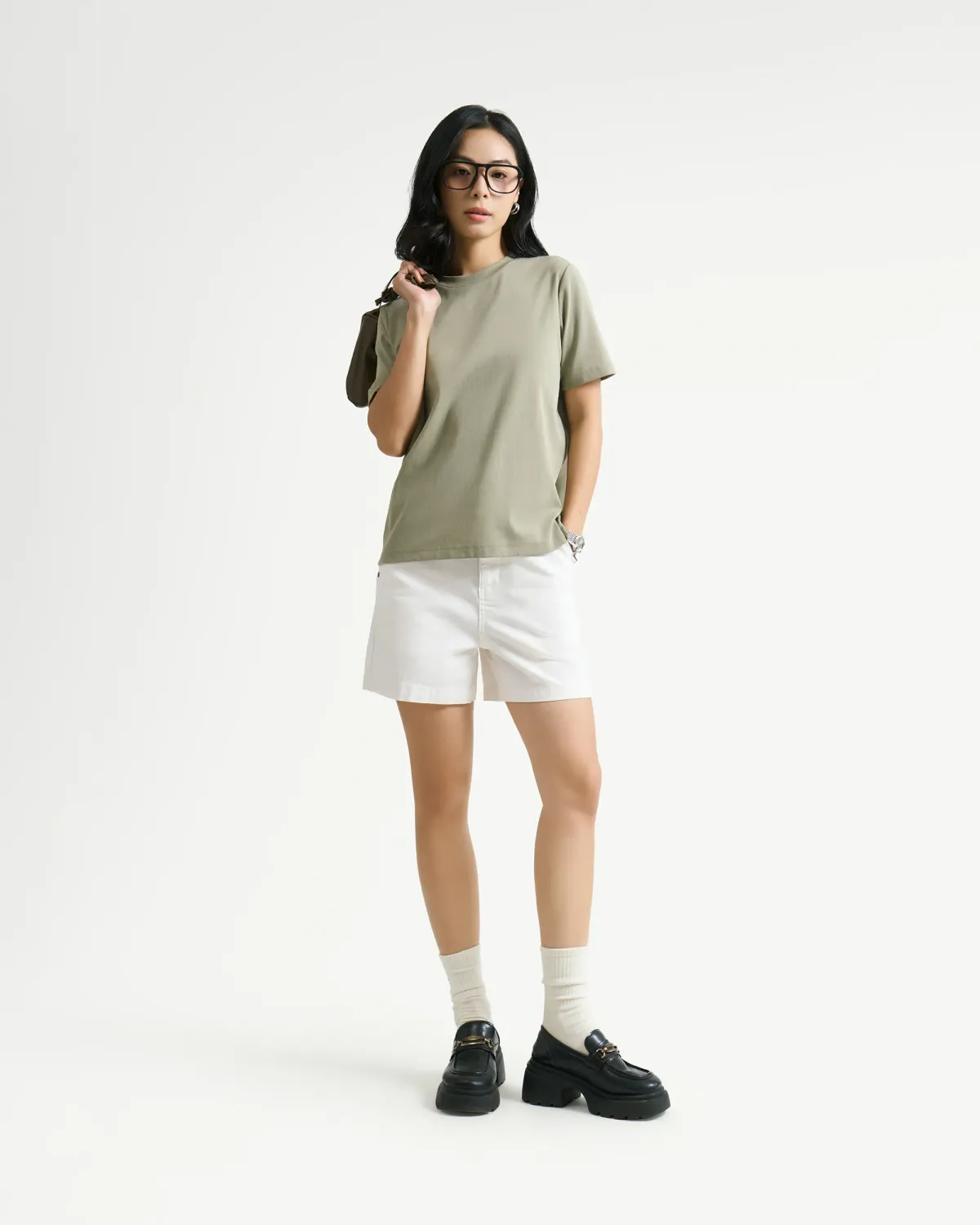Quần short denim nữ form straight - 1