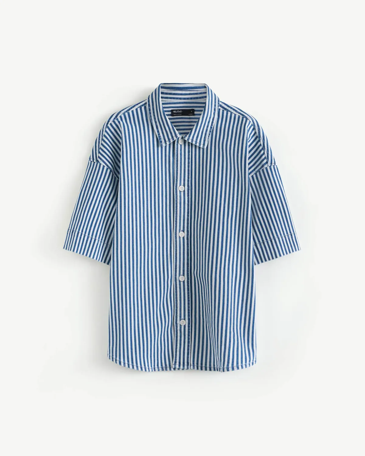 Áo sơ mi jean nam ngắn tay sọc form oversize - 2