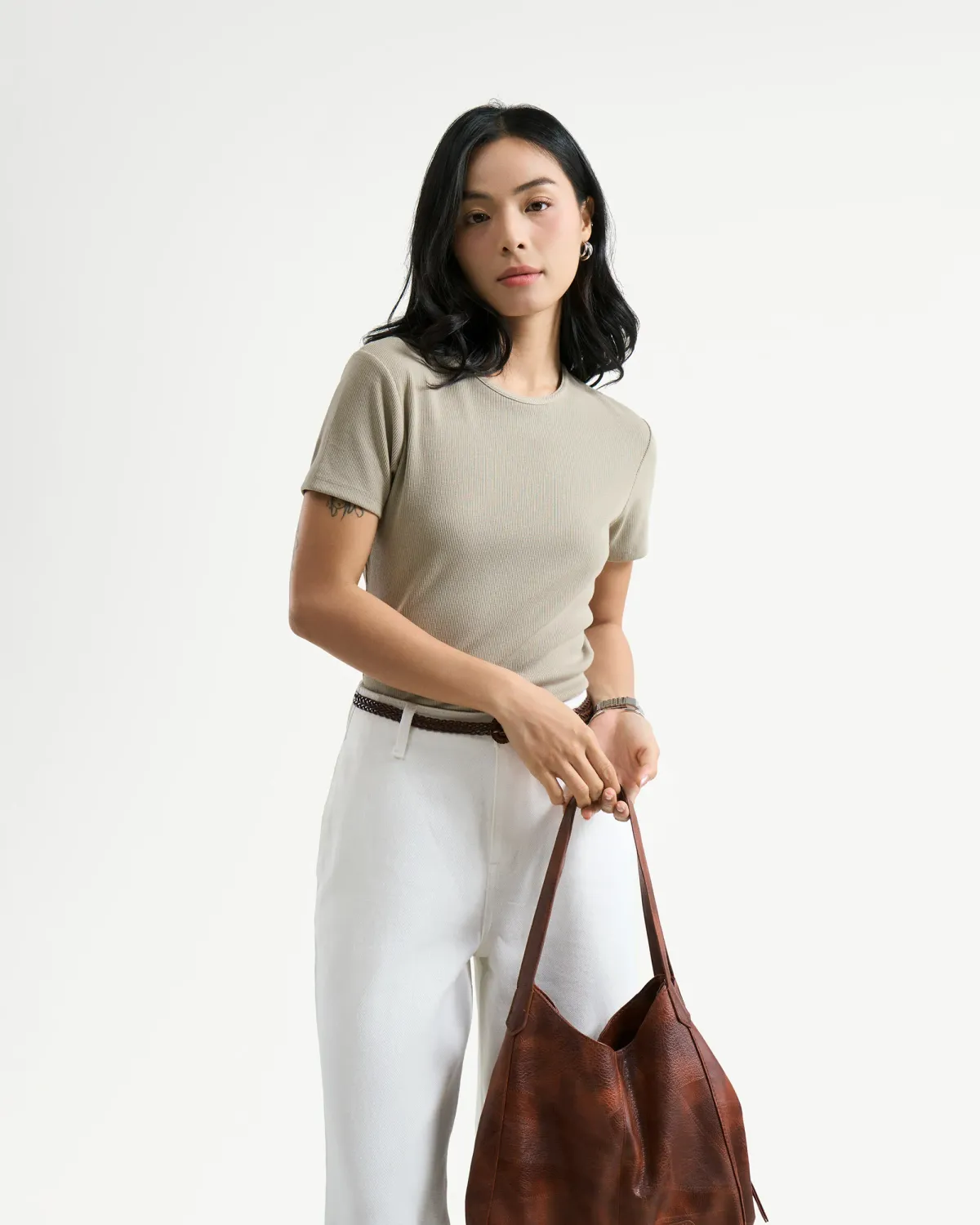 Áo thun Slimme cổ tròn rib nhỏ.Fitted - 1