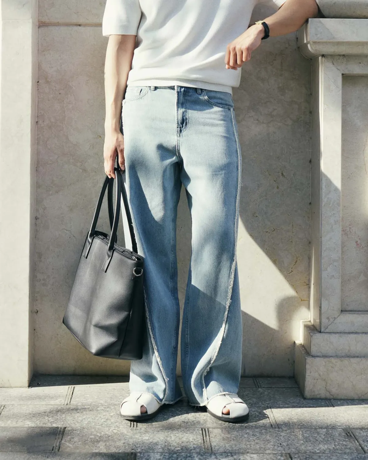Quần denim nam rã sườn. Wide leg - 1