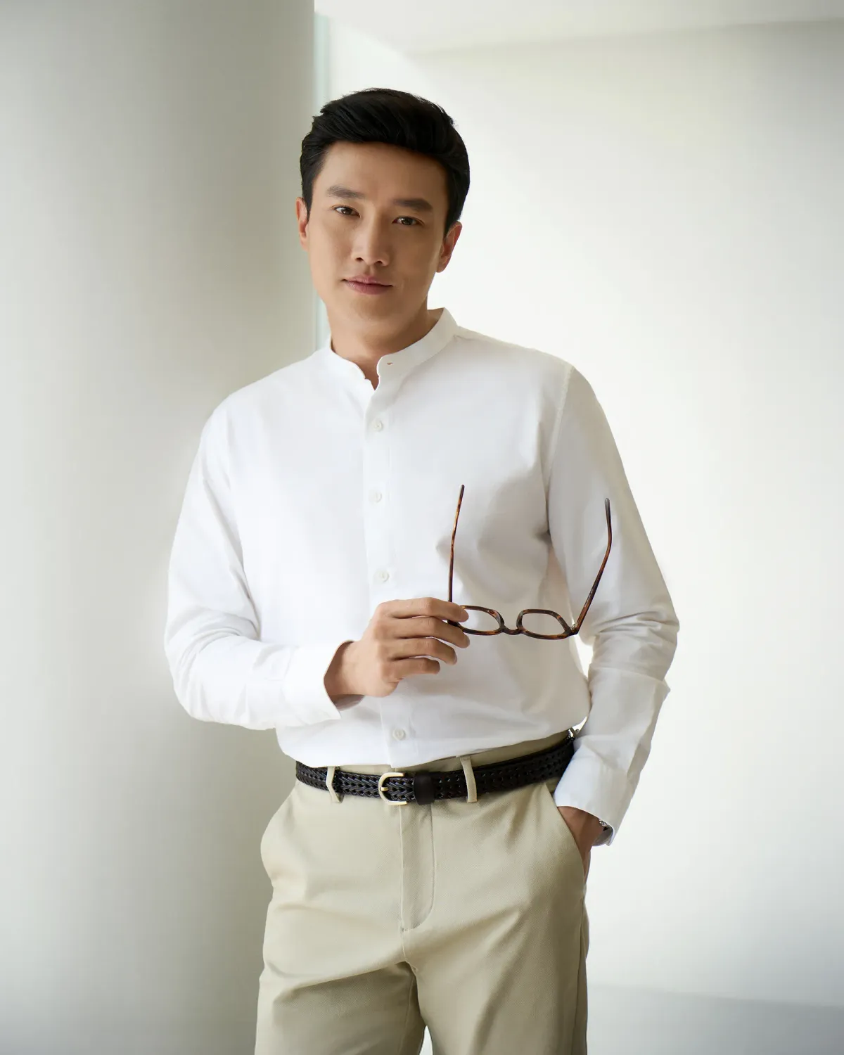 Áo sơ mi oxford nam tay dài cổ trụ fitted - Smartshirt - 1