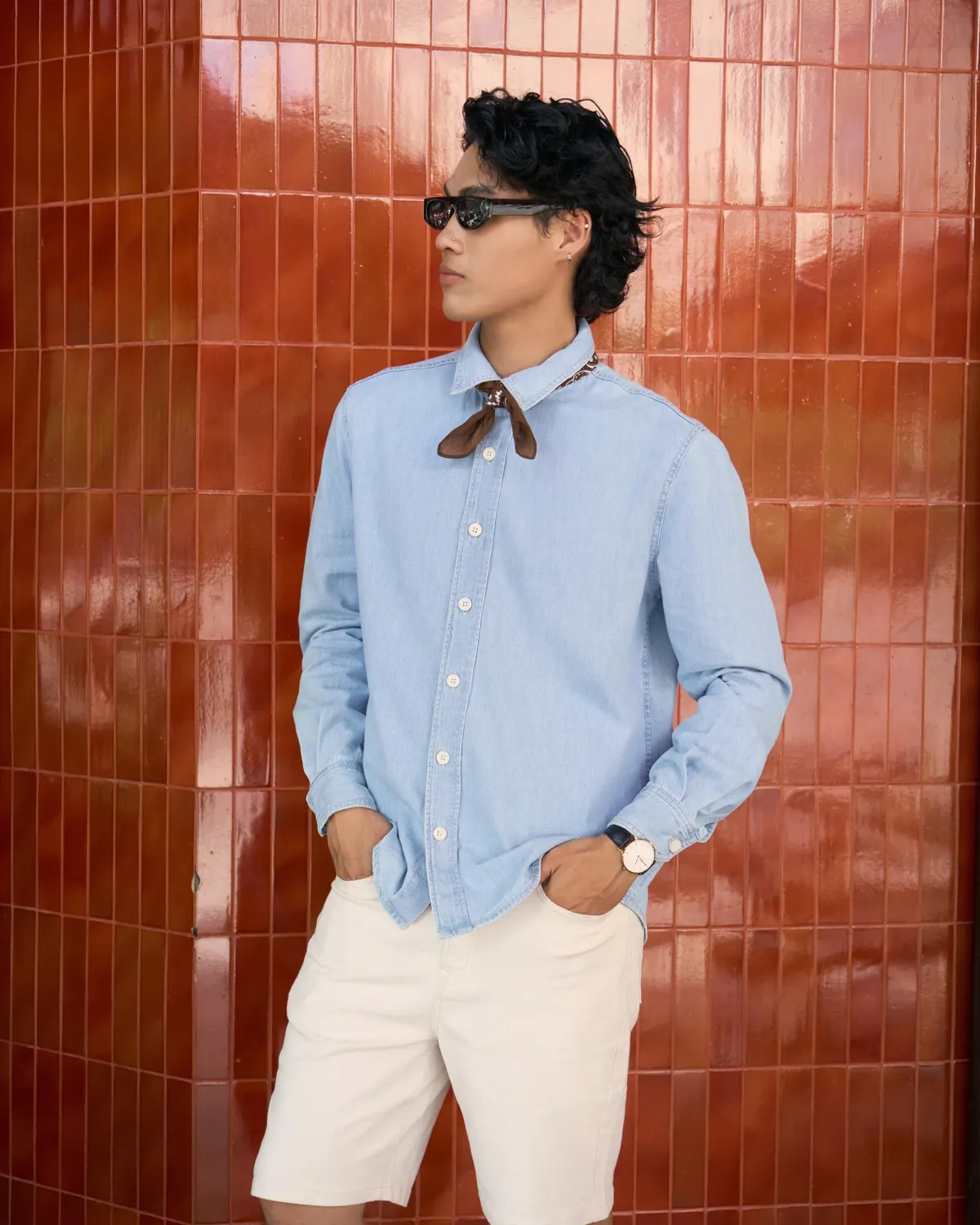 Áo sơ mi denim nam tay dài form regular - 2