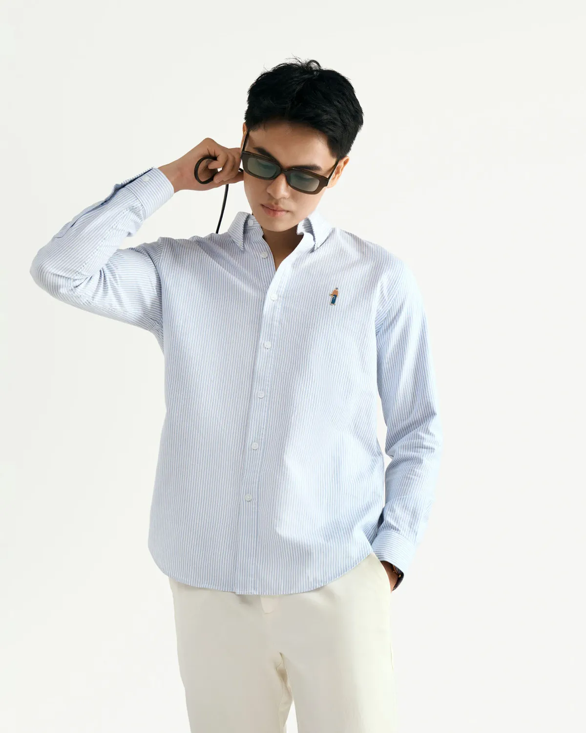 Áo sơ mi tay dài nam icon ngực.Fitted - 1