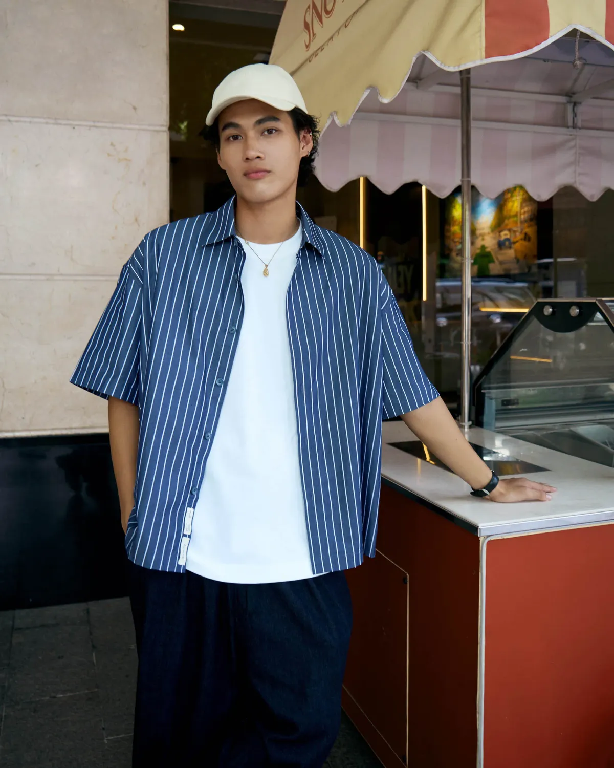 Áo sơ mi tay ngắn nam kẻ sọc. Boxy - 1