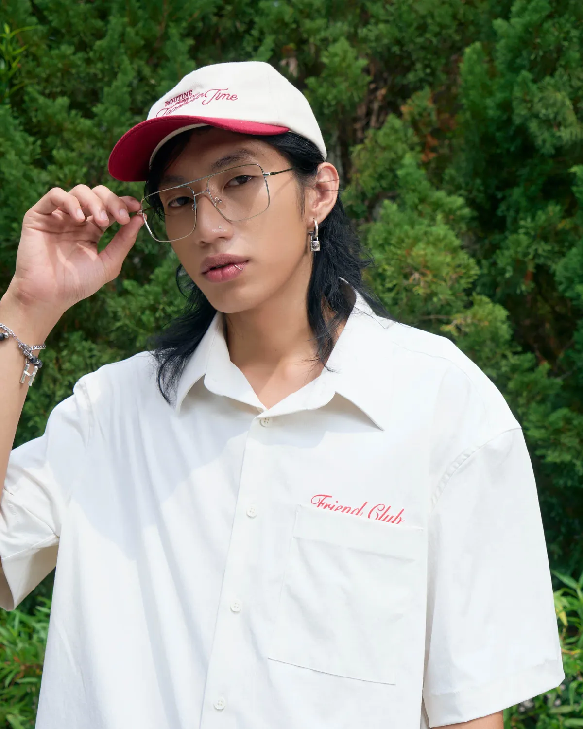 Áo sơ mi tay ngắn nam nylon phối túi.Loose - 2