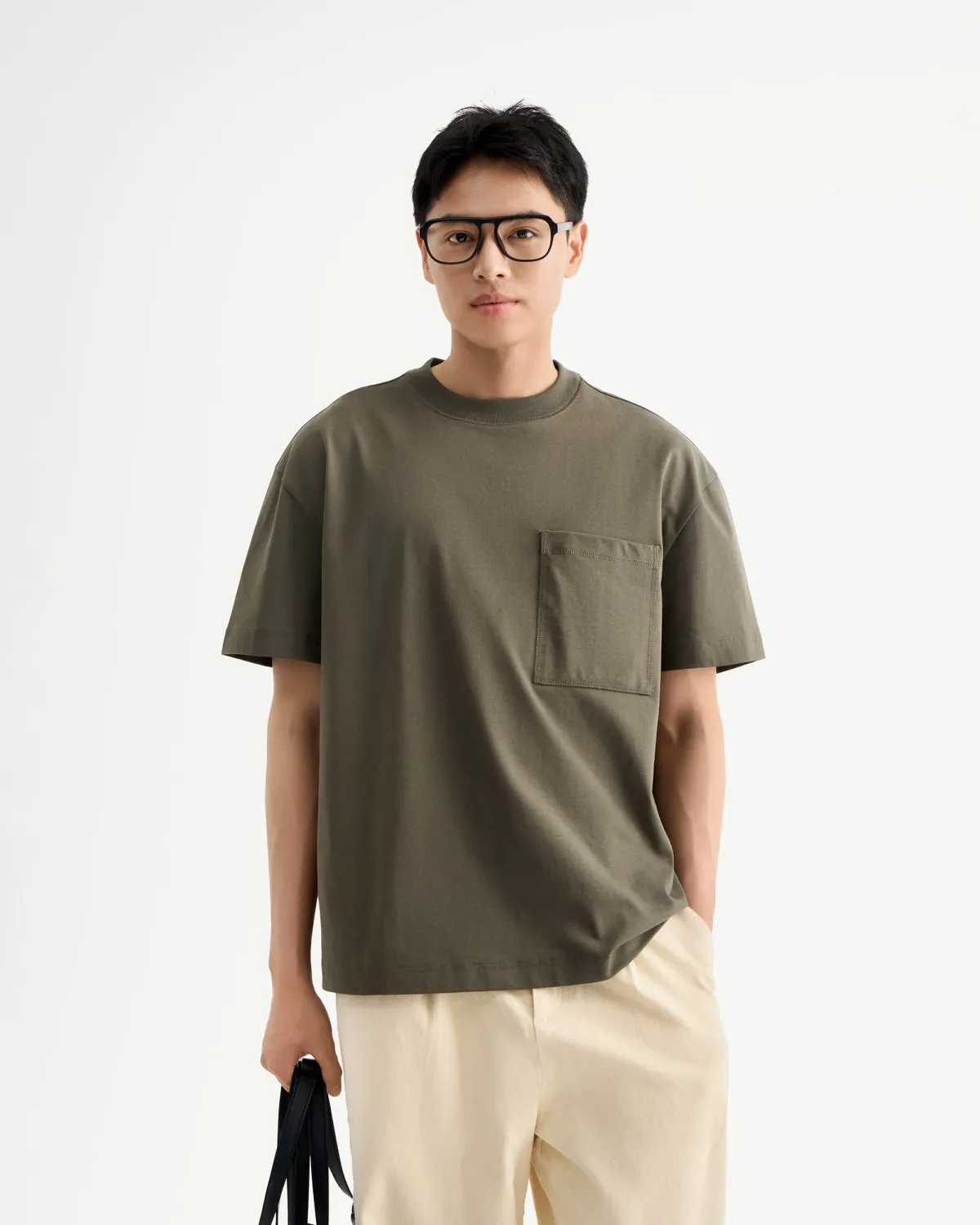 Áo Thun Nam Tay Ngắn Cotton Túi Đắp Form Boxy - 1