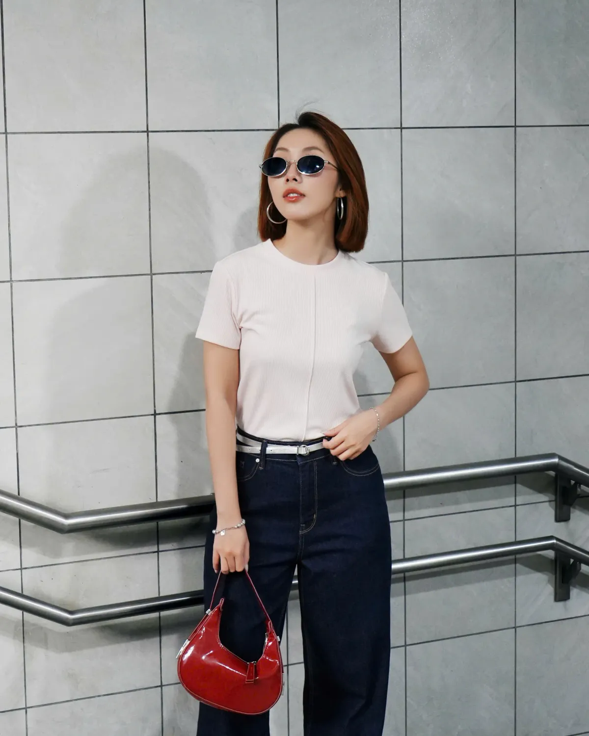 Áo thun Slimme cổ tròn đường may giữa.Fitted - 1