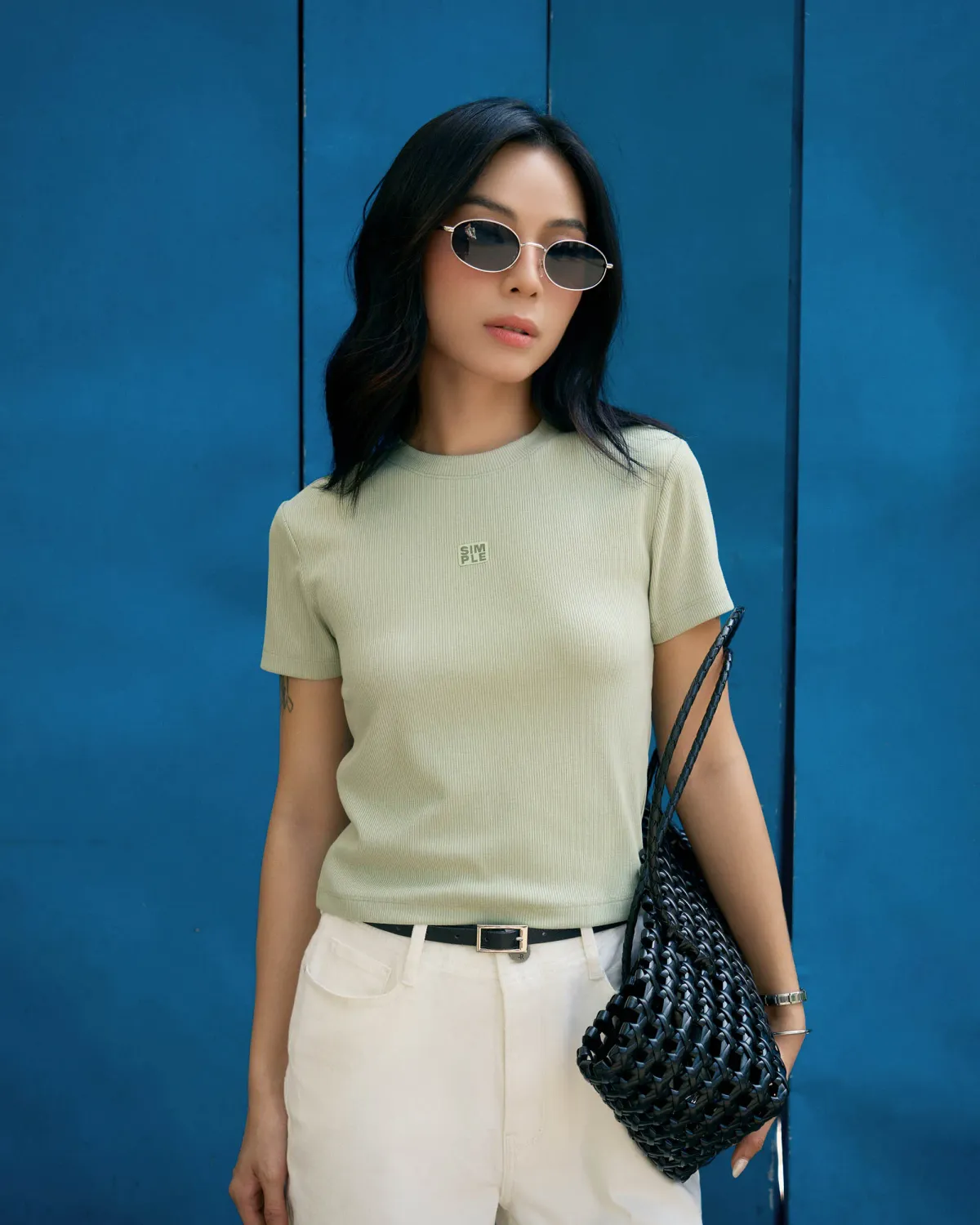 Áo thun Slimme cổ tròn in nổi Simple.Fitted - 1