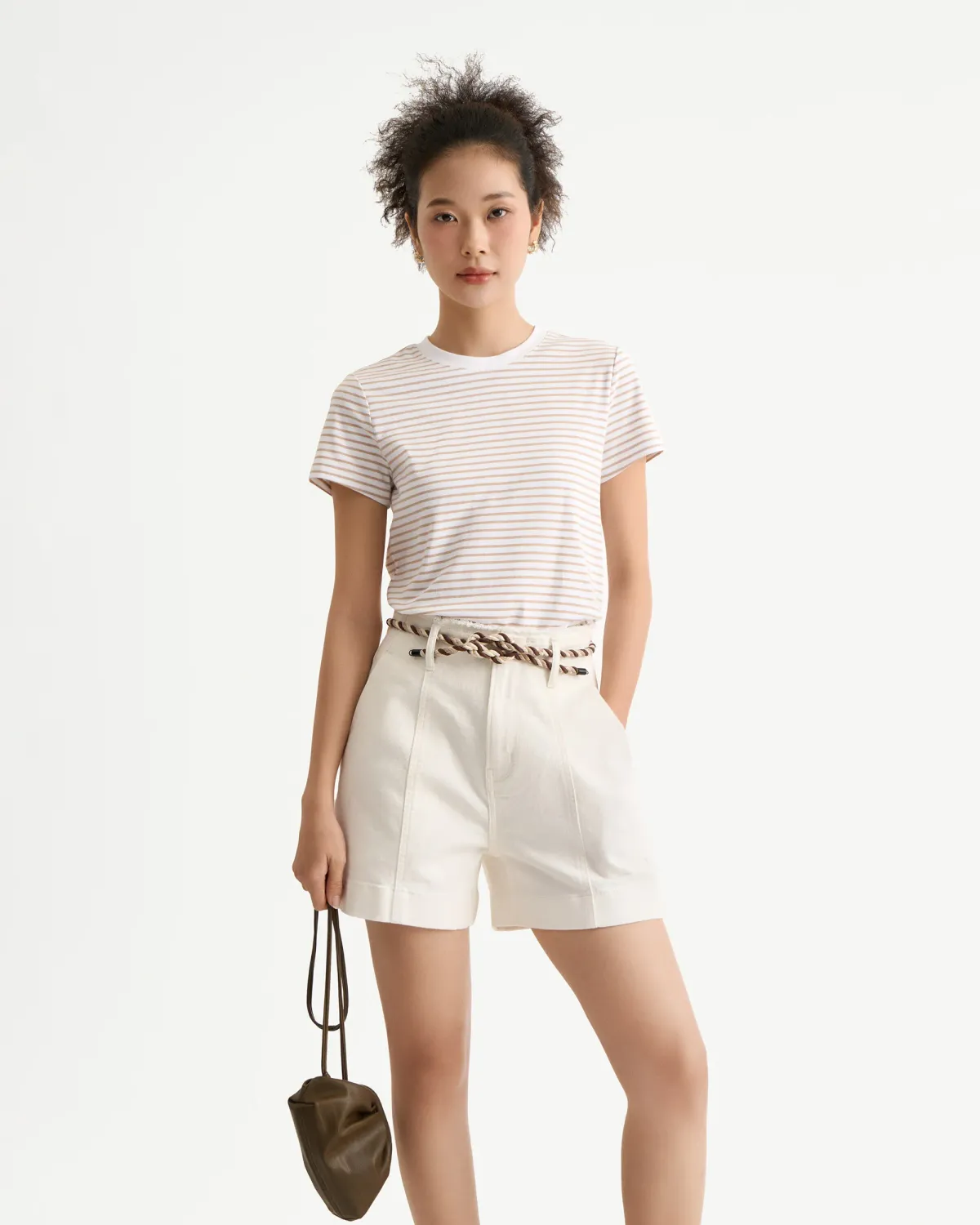 Áo Thun Nữ Tay Ngắn Cotton Sọc Ngang Form Fitted - 1