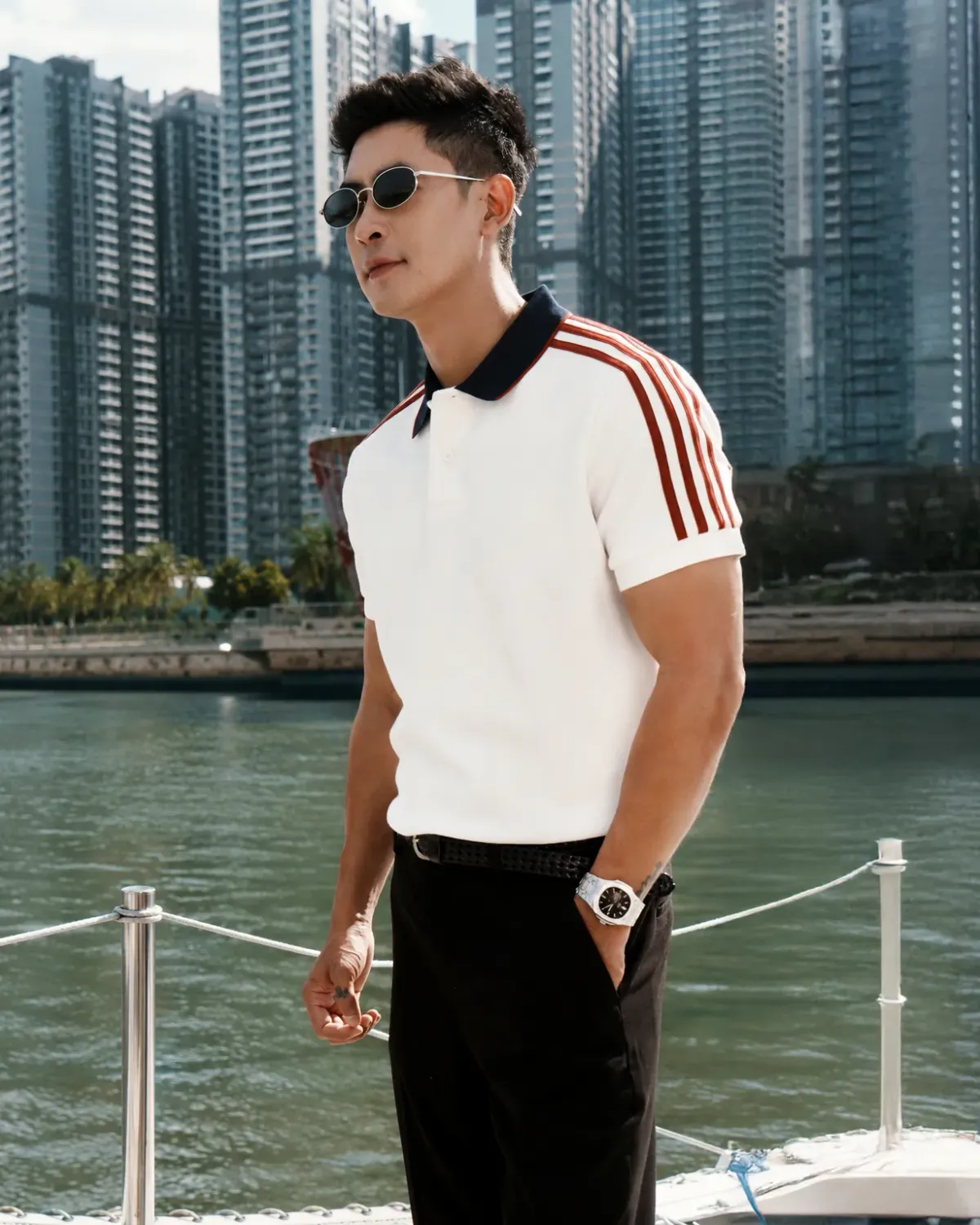 Áo Polo Nam Tay Ngắn Phối Tape Vai, Phối Cổ Fitted - 1