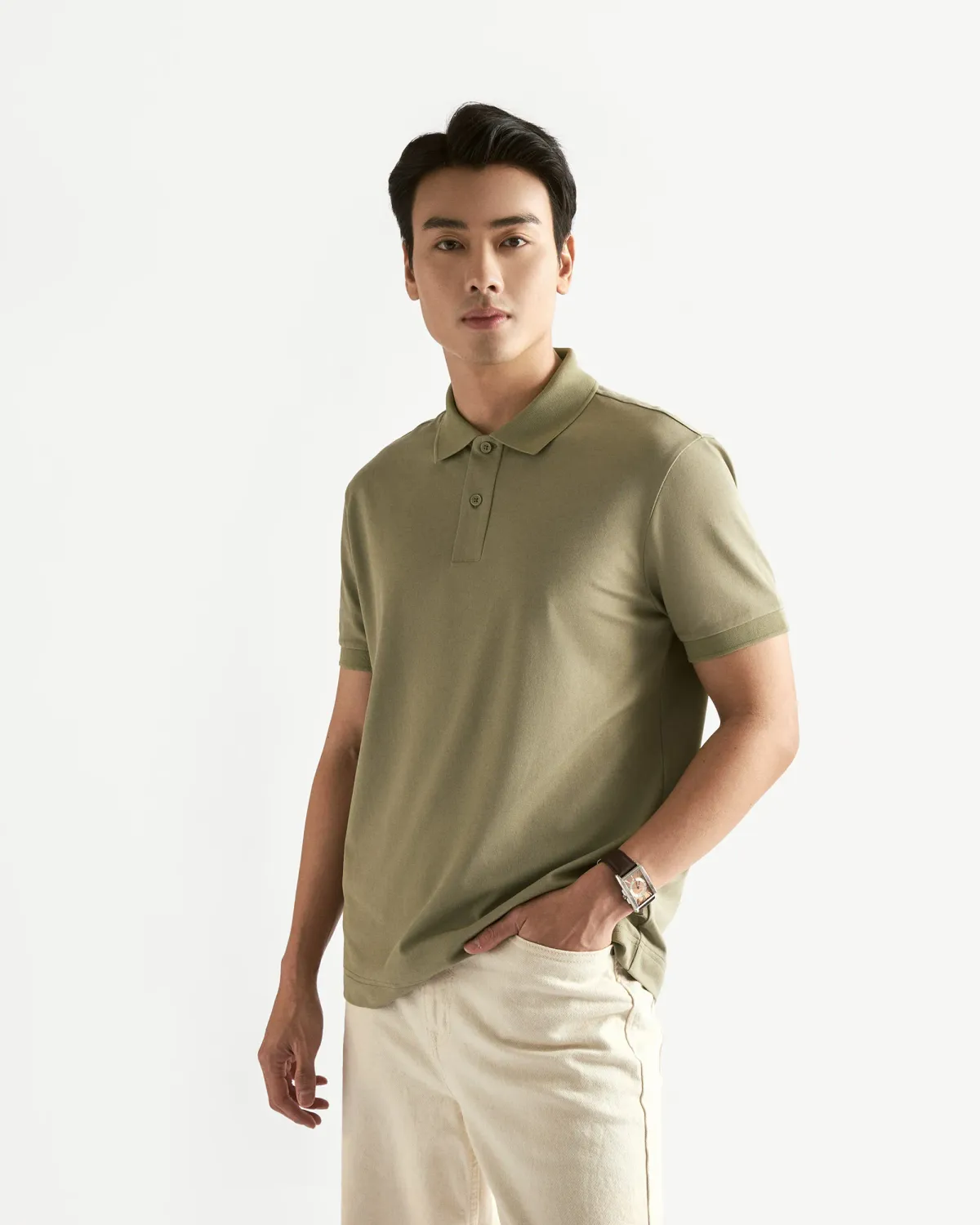Áo polo trơn làm mát tay ngắn. Fitted - 1