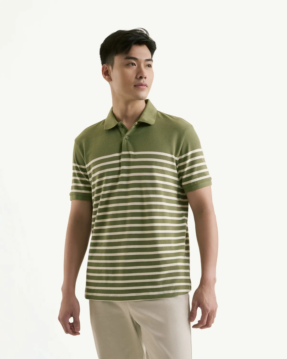 Áo Polo Nam Tay Ngắn Cotton Form Fitted Kẻ Sọc - 1
