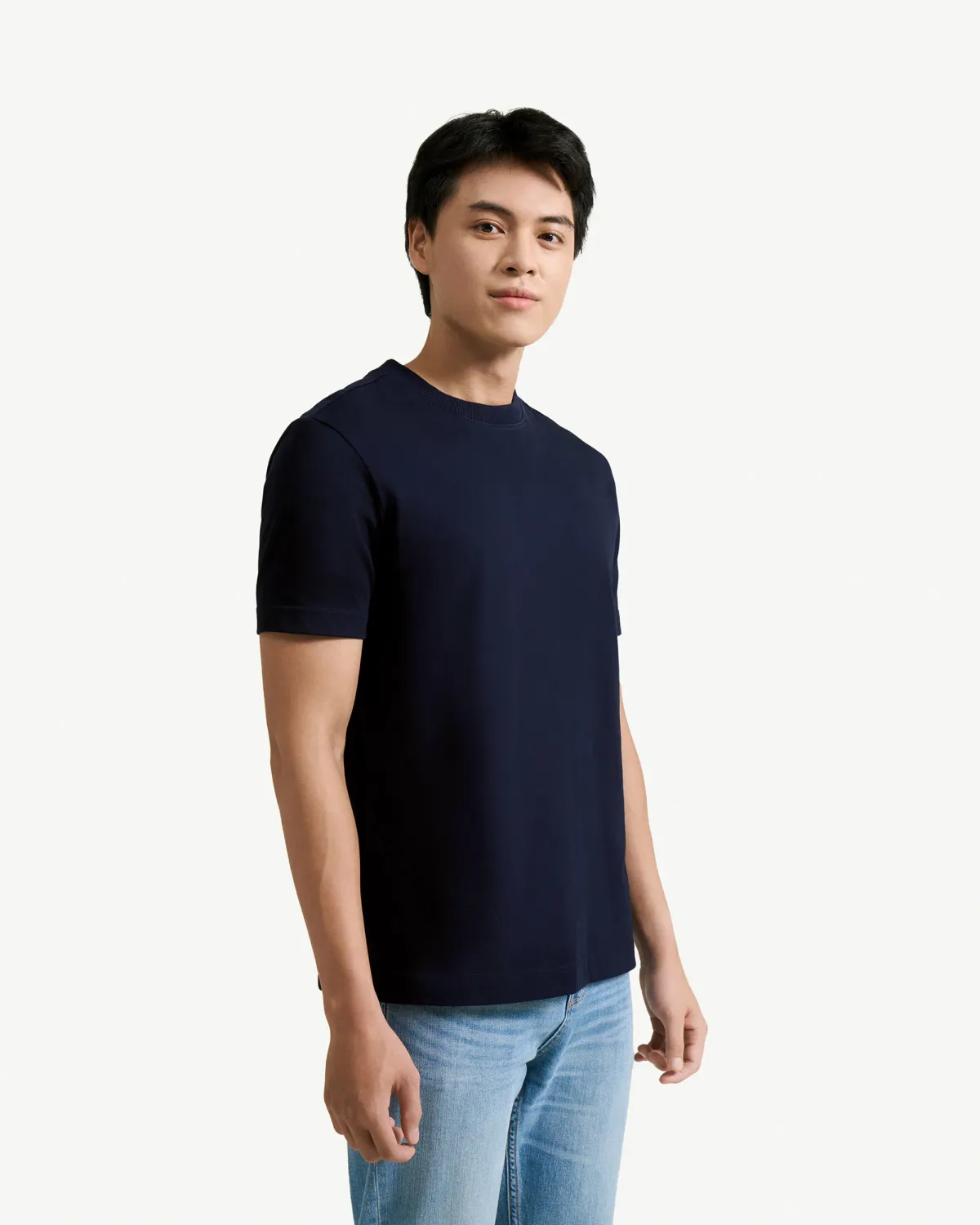 Áo thun nam tay ngắn vải coffee trơn form fitted - 1