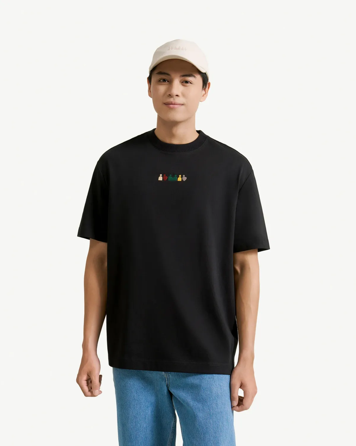 Áo thun tay ngắn coffee hình thêu.Loose - 1