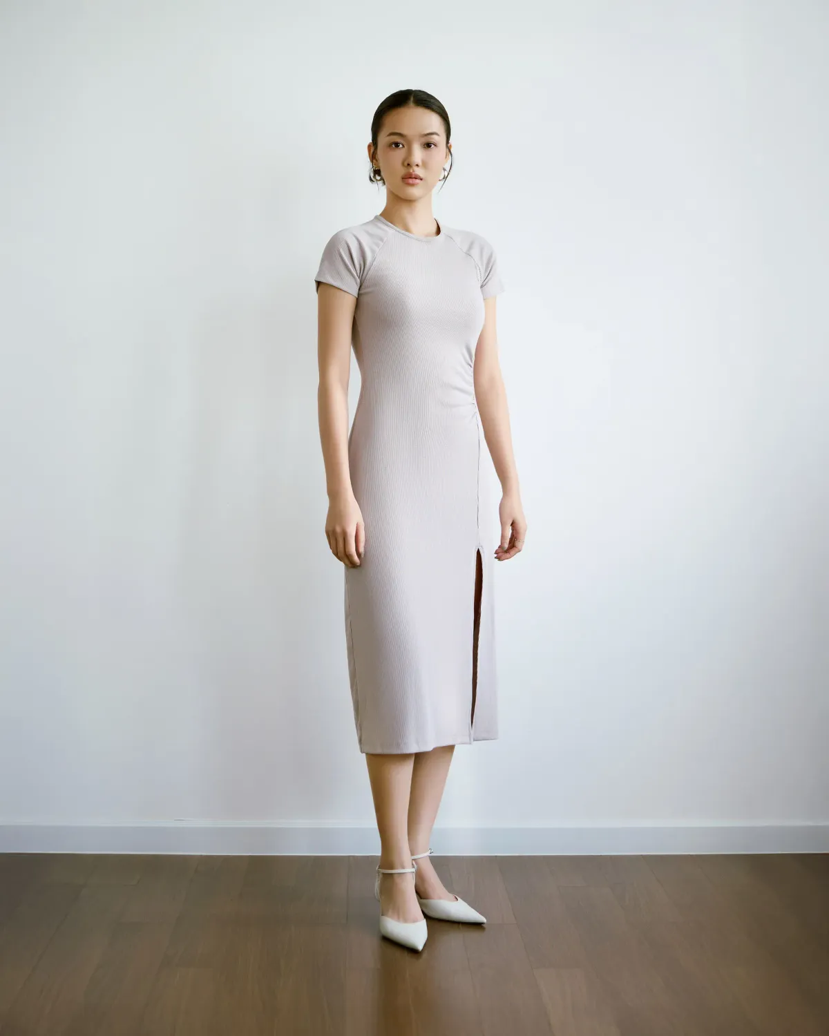 Đầm thun Slimme raglan xẻ trước.Fitted - 2