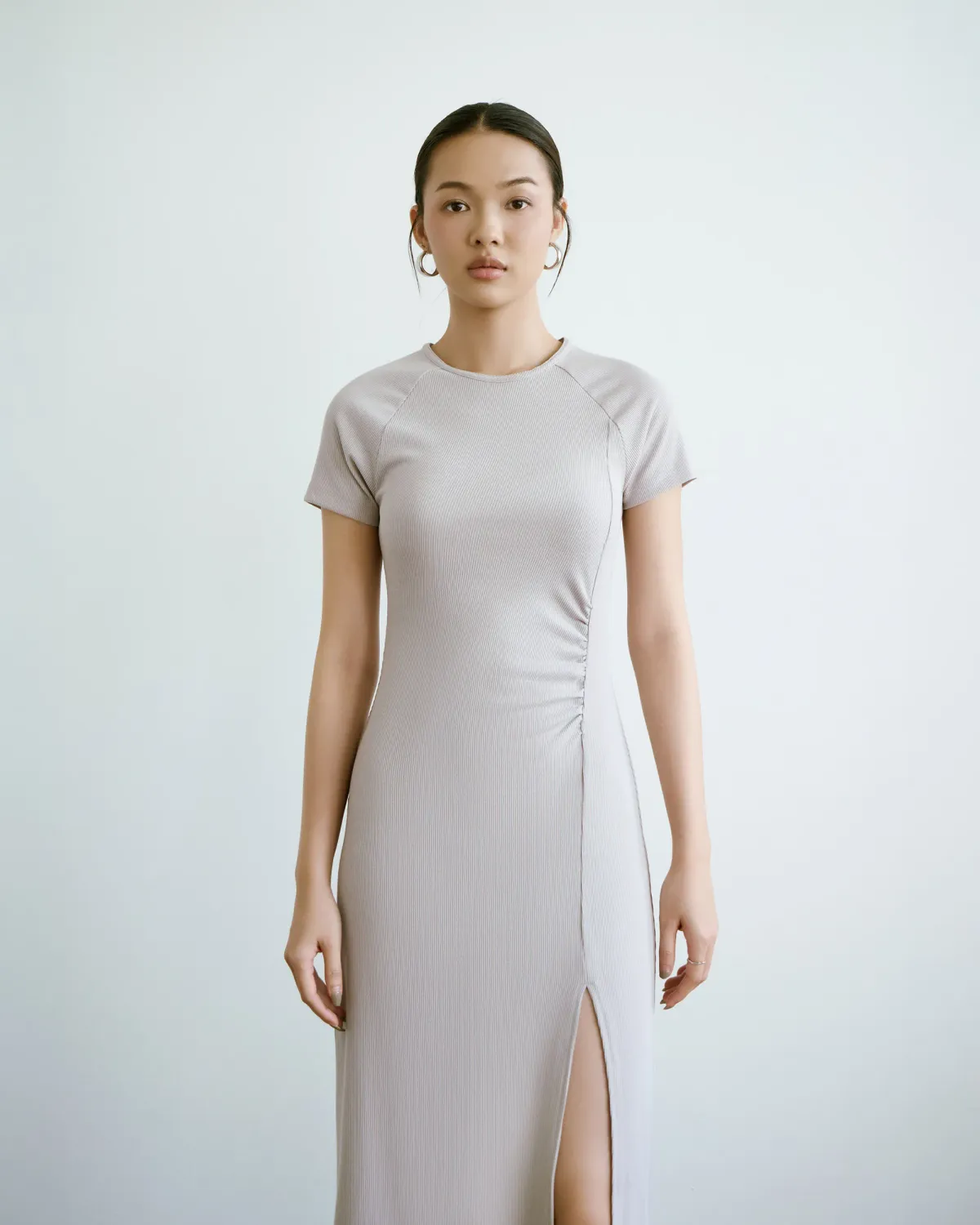 Đầm thun Slimme raglan xẻ trước.Fitted - 1