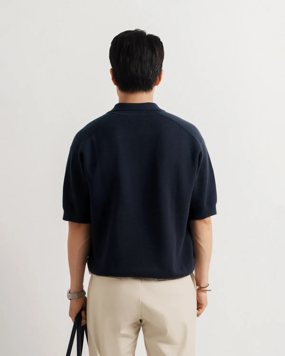 Áo Polo Dệt Kim Nam Cổ Bẻ Thêu Logo Form Loose - 2