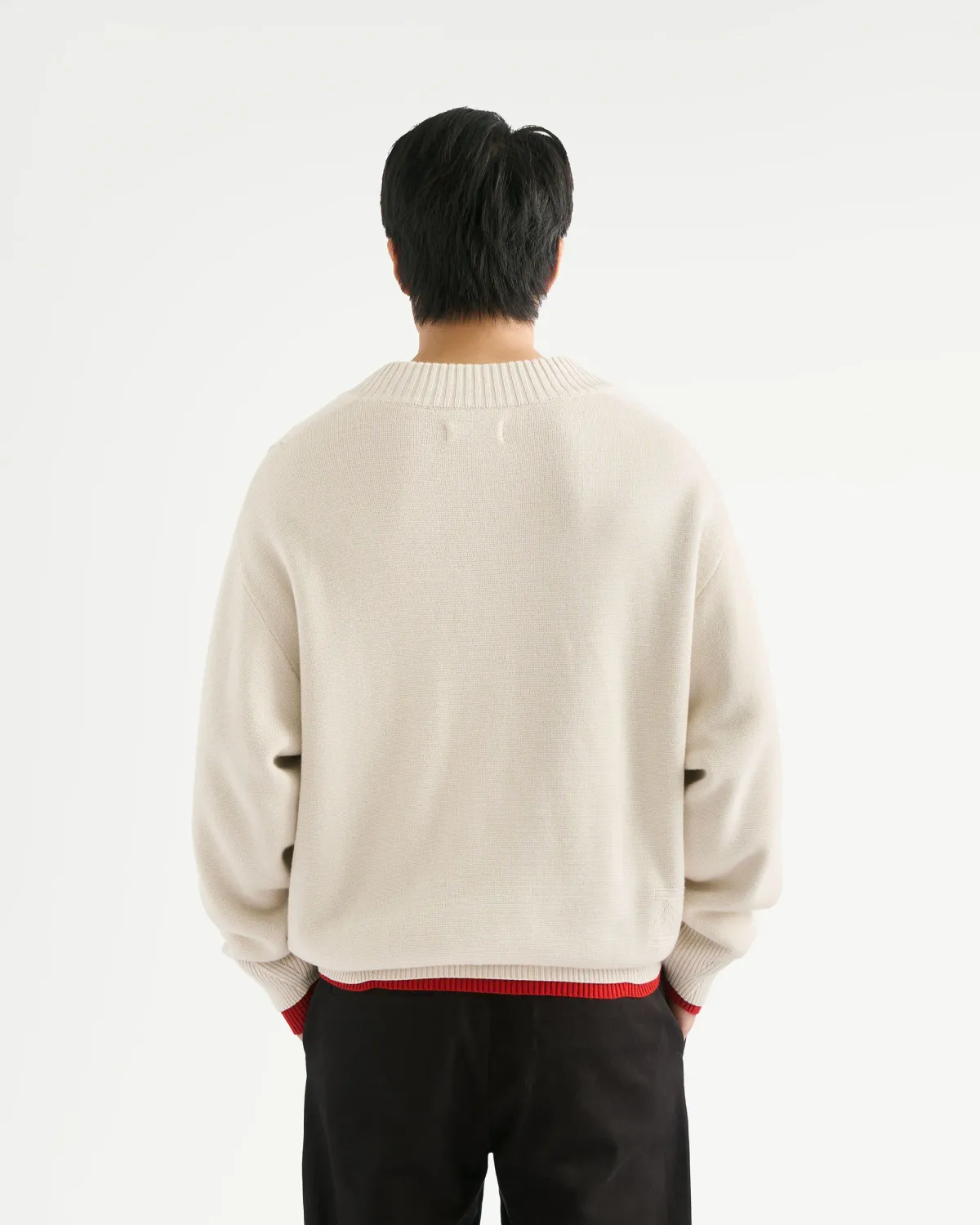 Áo Len Dệt Kim Nam Tay Dài Cổ Tim Form Loose - 2