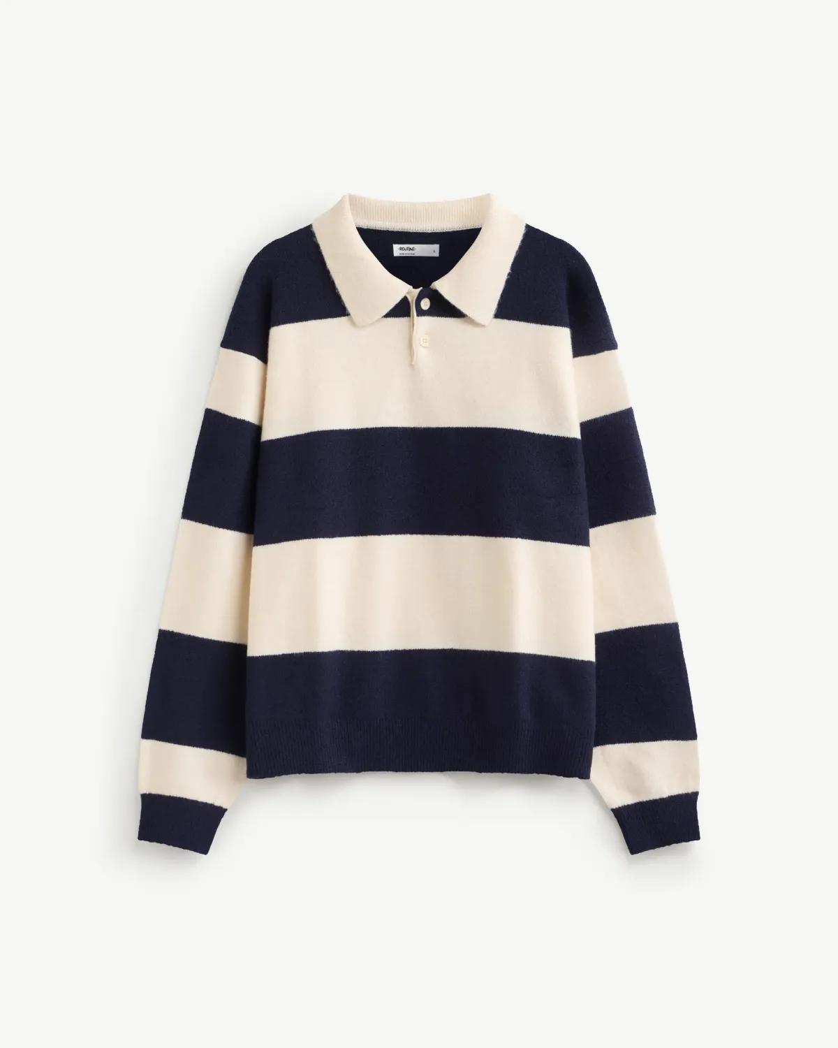 Áo Polo Dệt Kim Nam Tay Dài Kẻ Sọc Form Loose - 1