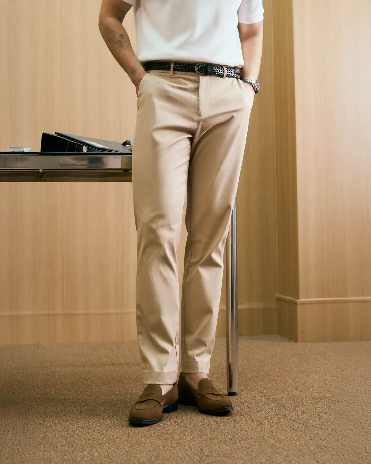Quần Dài Kaki Nam Dobby Co Giãn Form Slim - 1