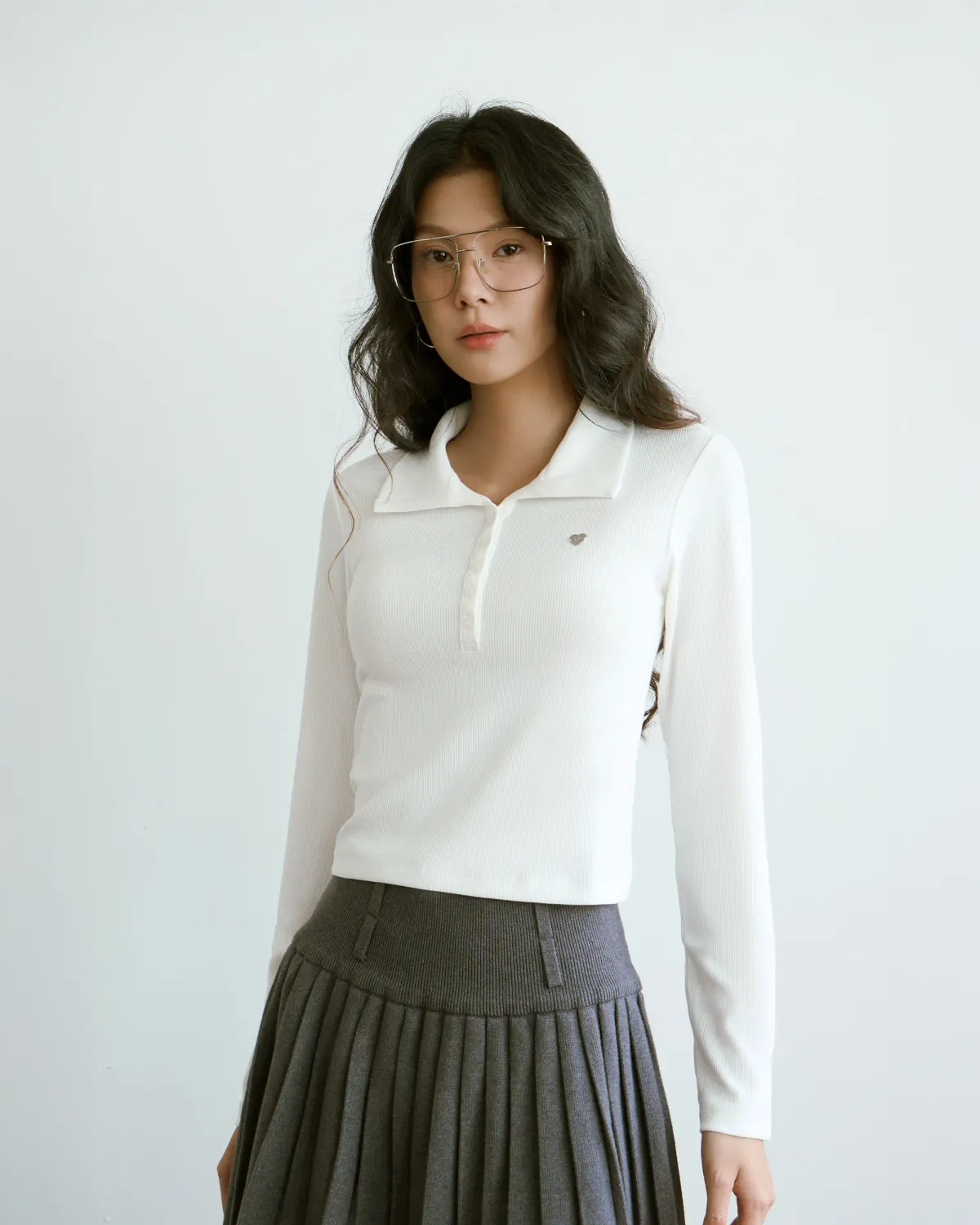 Áo polo Slimme phối nút tay dài.Fitted - 1