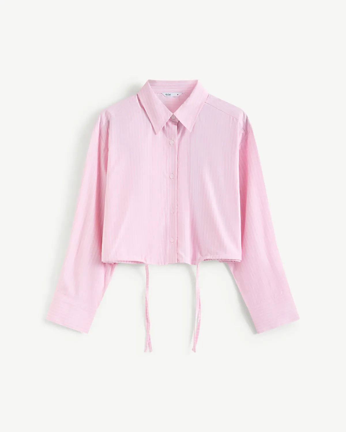 Áo Sơ Mi Croptop Nữ Kẻ Sọc Lai Rút Form Loose