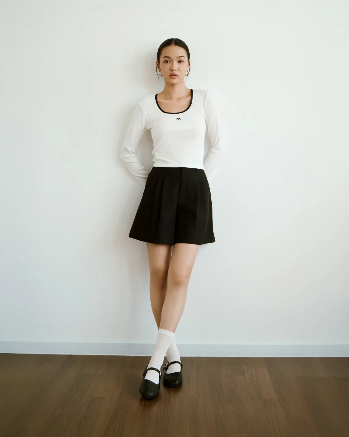 Áo thun Slimme Cổ vuông thêu logo.Fitted - 2