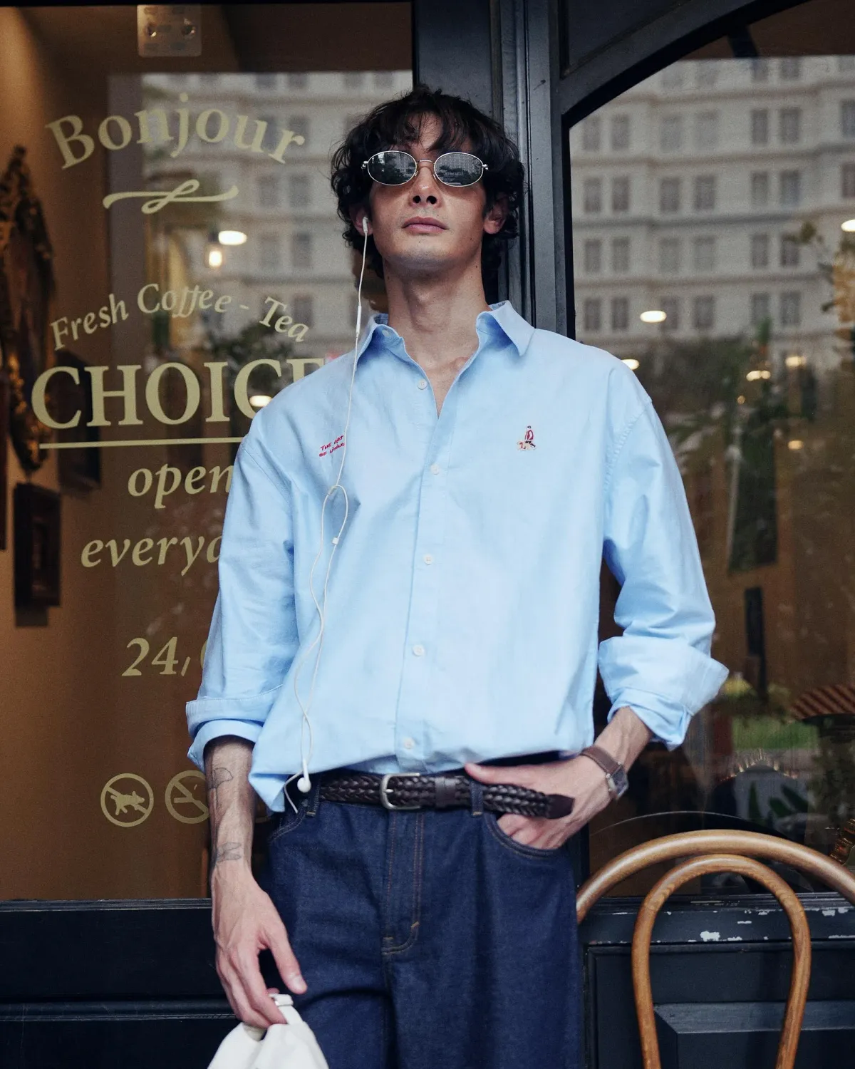 Áo sơ mi tay dài nam oxford patch ngực. Boxy - 1
