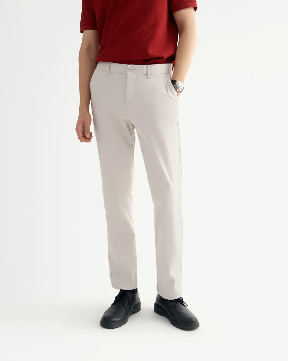 Quần Kaki Nam Dài Trơn Ống Ôm Form Slim - 1