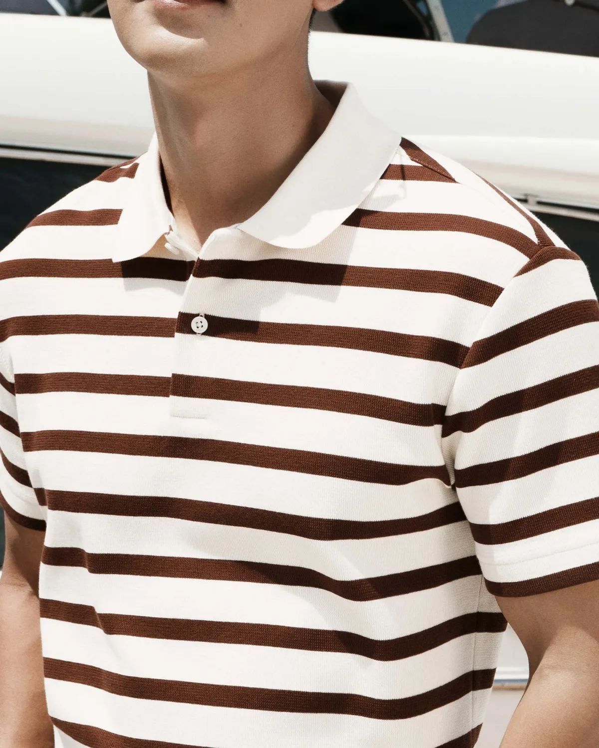 Áo Polo Nam Tay Ngắn Sọc Ngang Jacquard Cao Cấp - 2