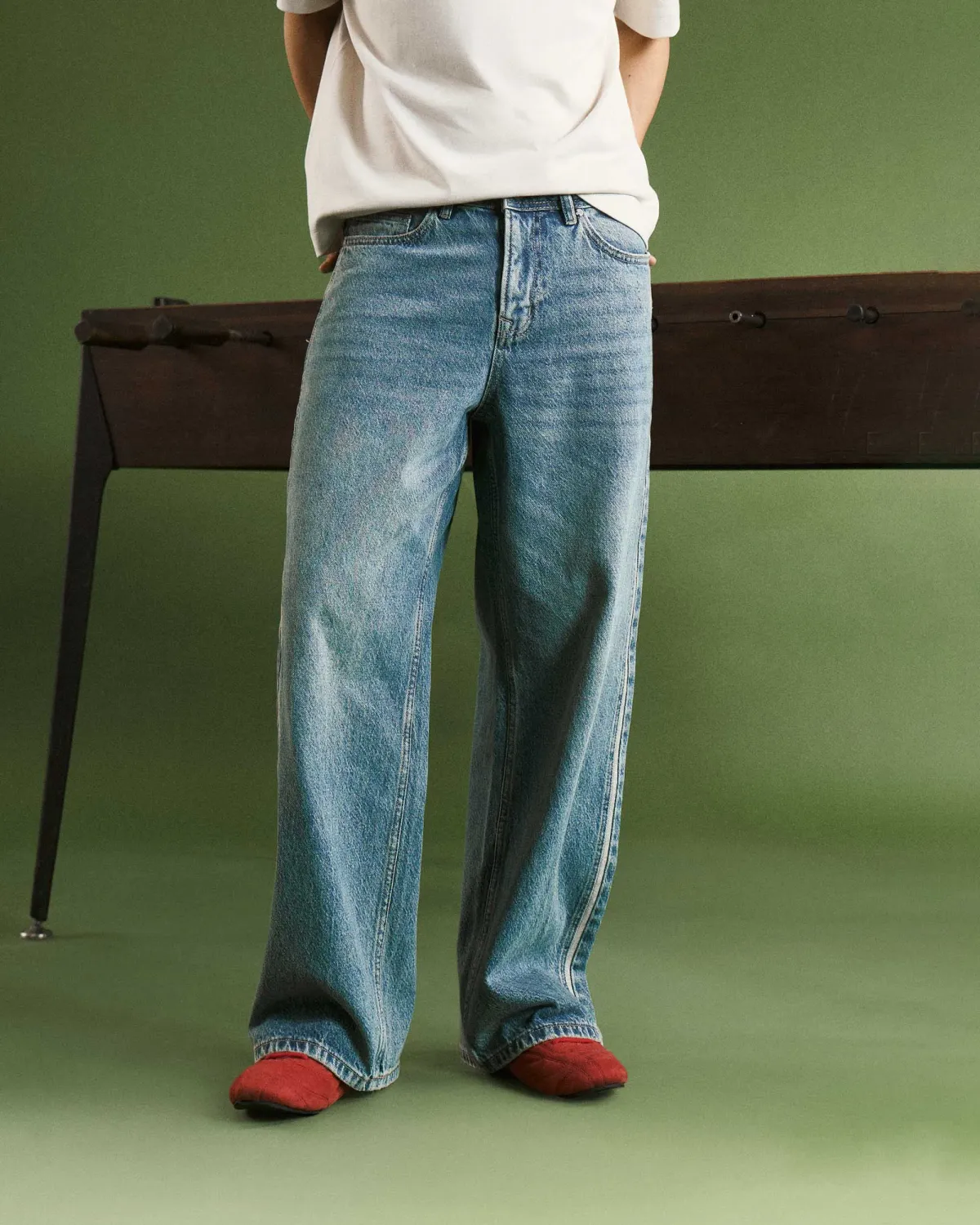 Quần denim nam phối sườn. Loose - 1