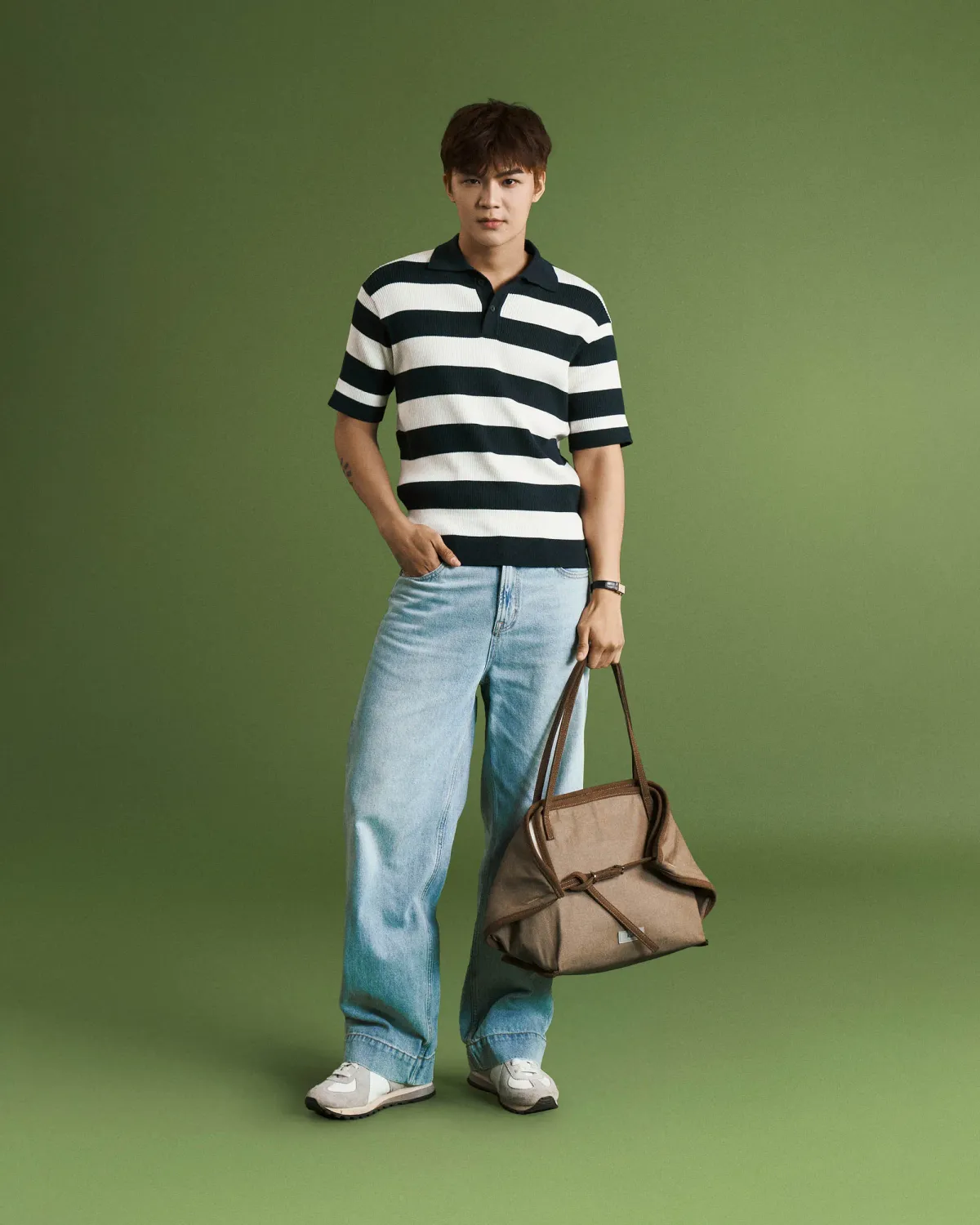 Áo polo dệt kim tay ngắn nam sọc. Fitted - 2