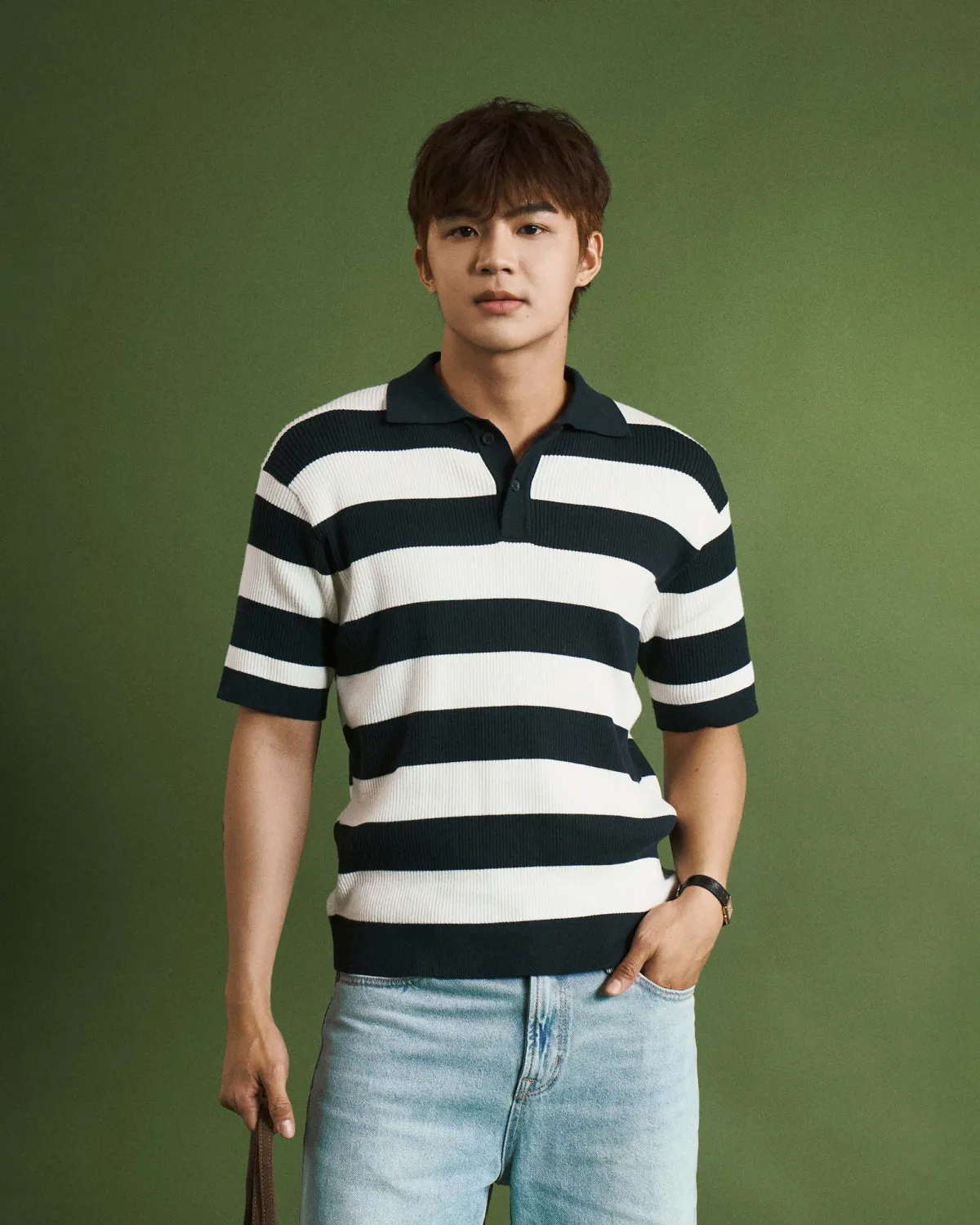 Áo polo dệt kim tay ngắn nam sọc. Fitted - 1