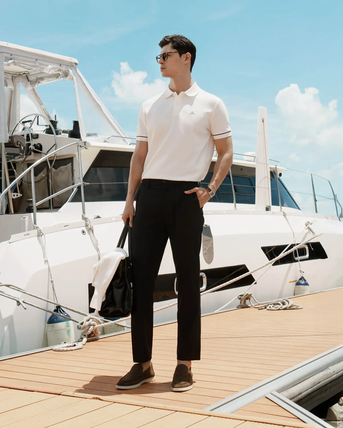 Áo polo nam tay ngắn có hình thêu phối bo tay. Fitted - 1