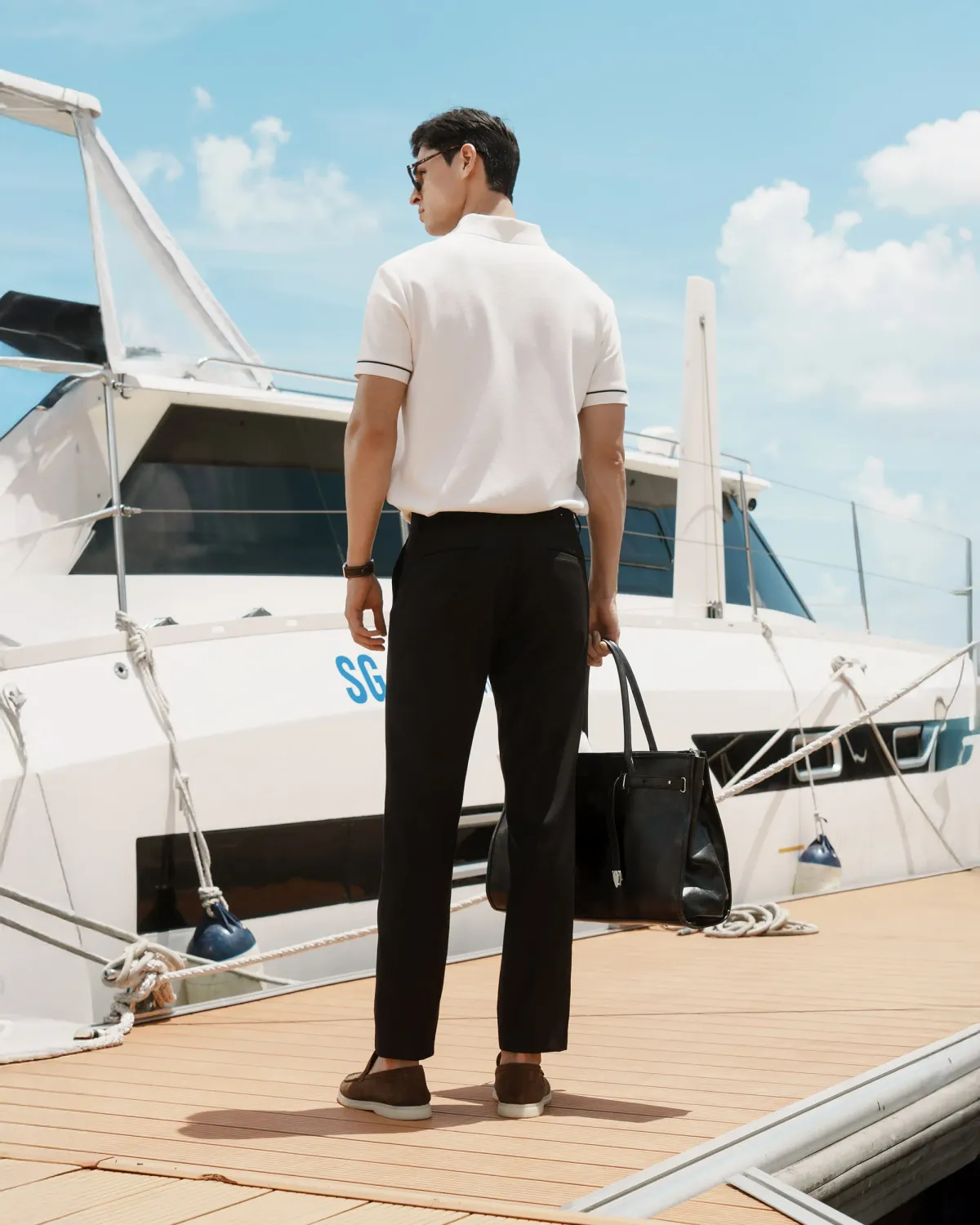 Áo polo nam tay ngắn có hình thêu phối bo tay. Fitted - 2