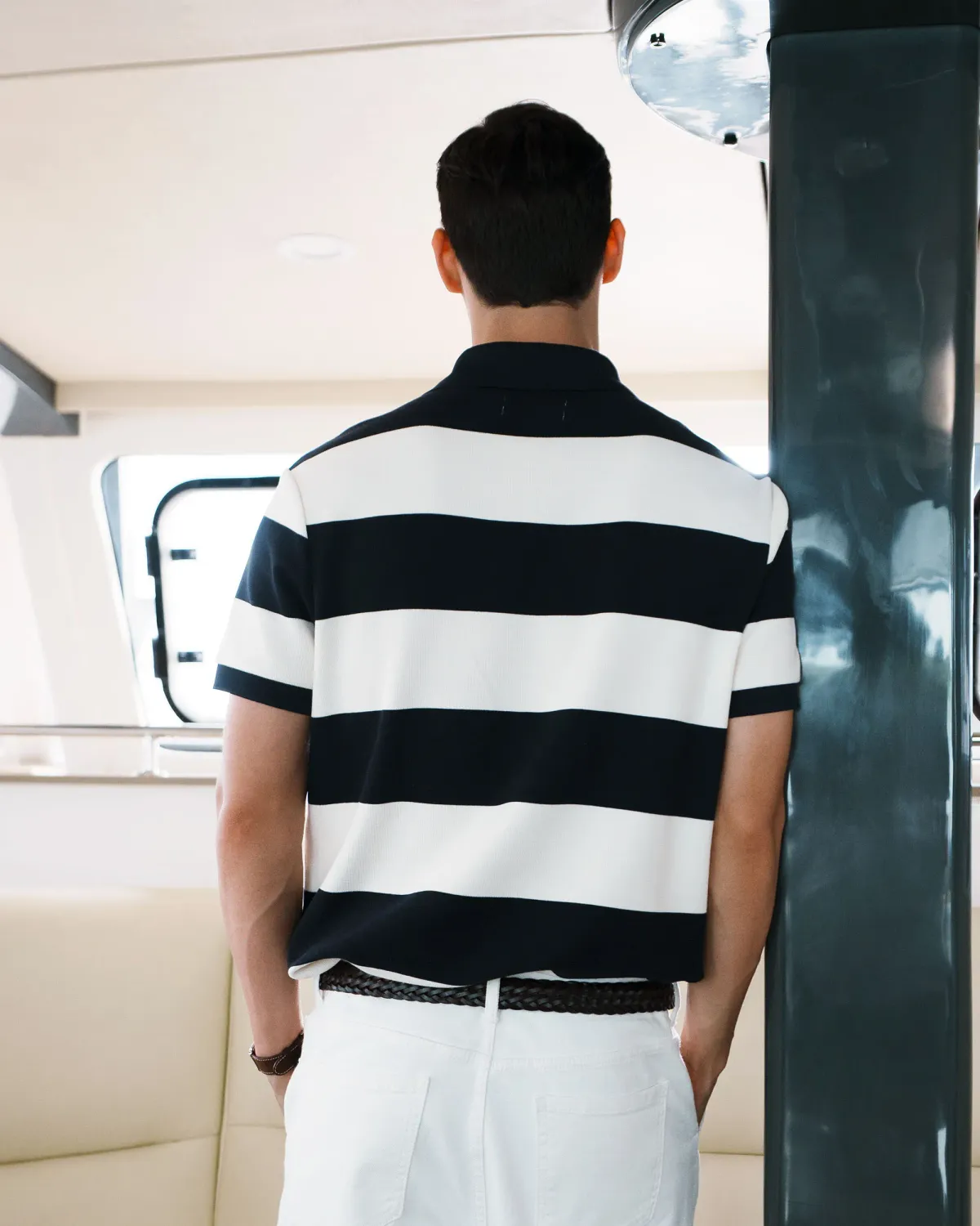 Áo Polo Nam Tay Ngắn Sọc Ngang Hình Thêu Form Regu - 2