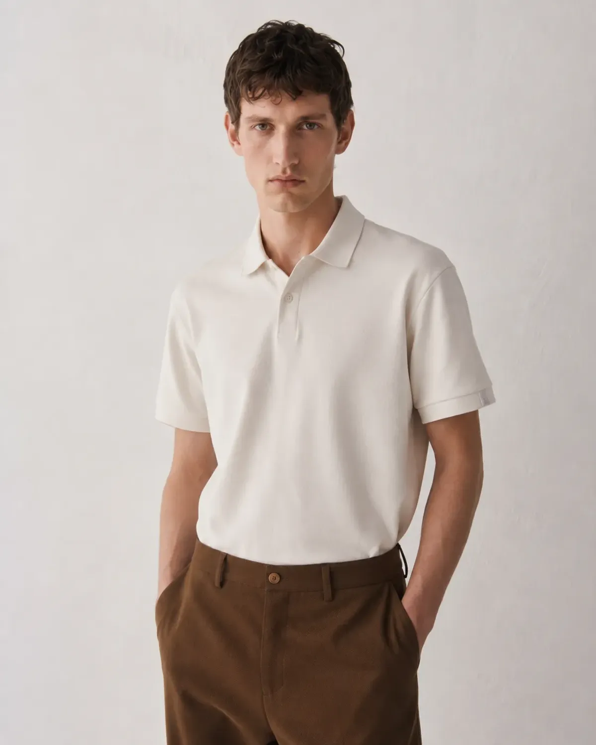 Áo polo tay ngắn nam nhãn trang trí.Fitted - 1